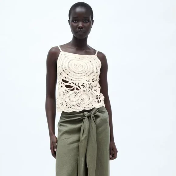 NWT ECRU CROCHET CAMISOLE TOP - Picture 4 of 6